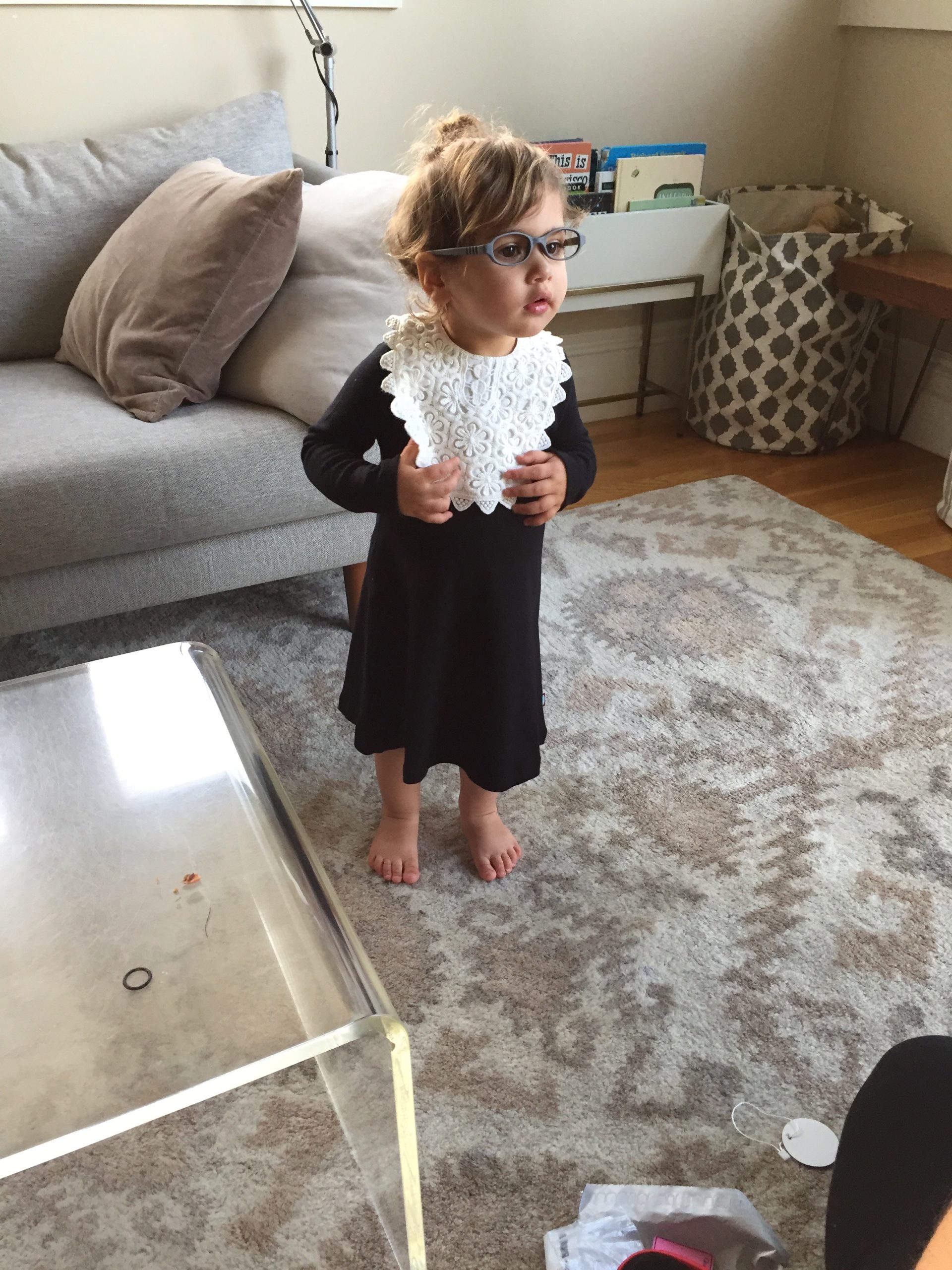 Dose of cuteness: Lua tries on her Ruth Bader Ginsburg halloween costume